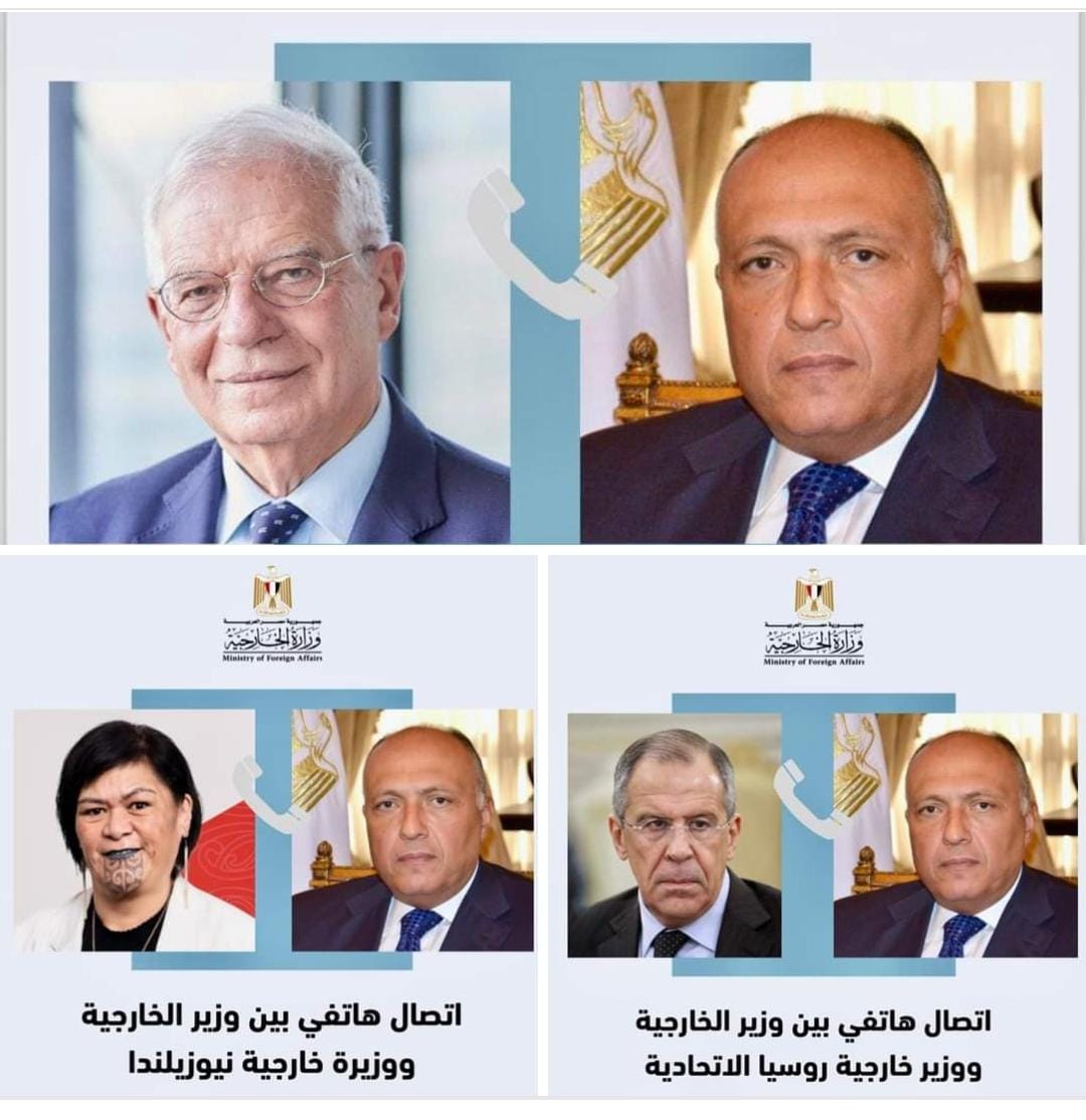 شكري يتلقى إتصالات من وزيري خارجية روسيا ونيوزيلاندا والممثل الأعلى للشئون الخارجية والسياسة للإتحاد الأوروبي